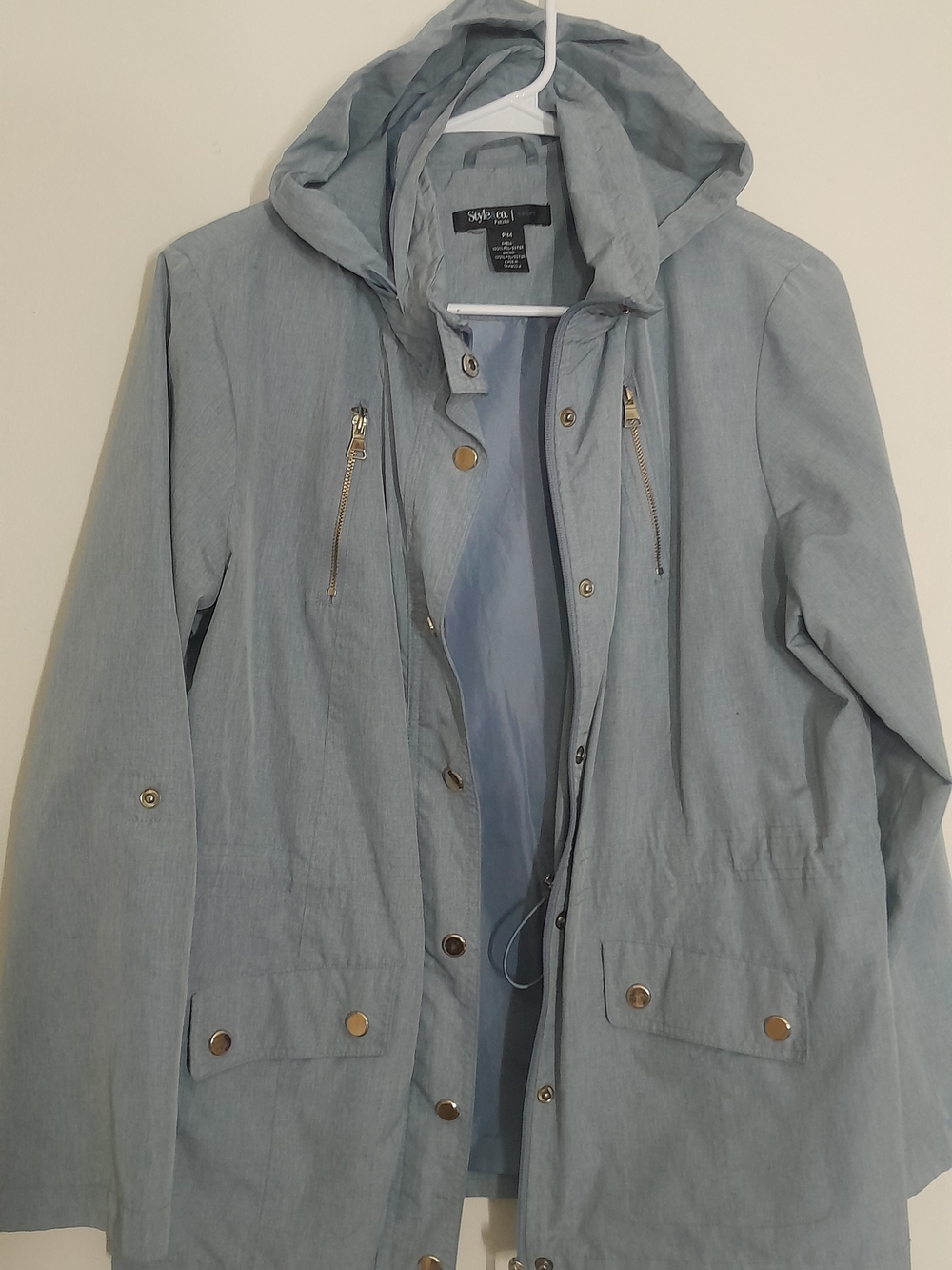 Style&co Hooded Utility Jacket in Gray Size Medium